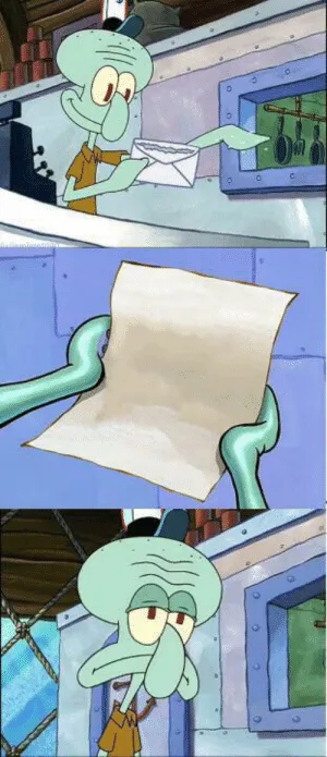 Squidward Reading Letter 