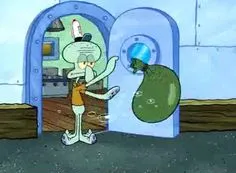 Squidward throwing out trash 