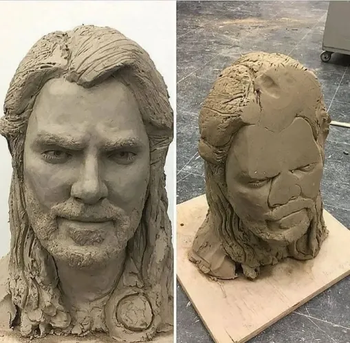 Statue before and after being dropped 