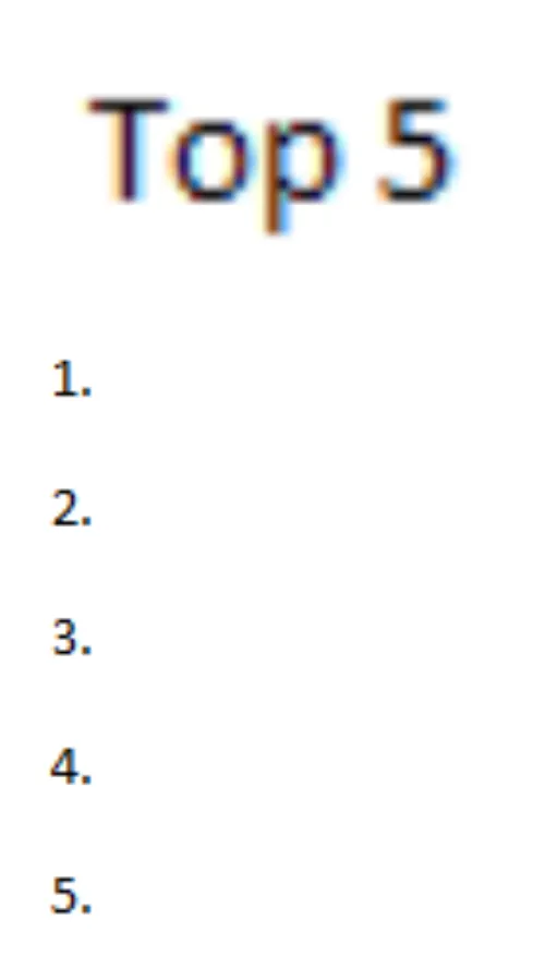 Top 5 List 