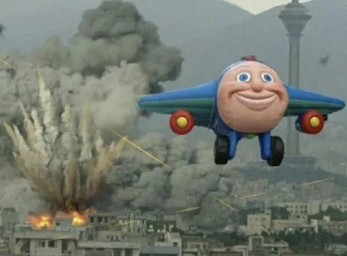 Toy plane bombing city 
