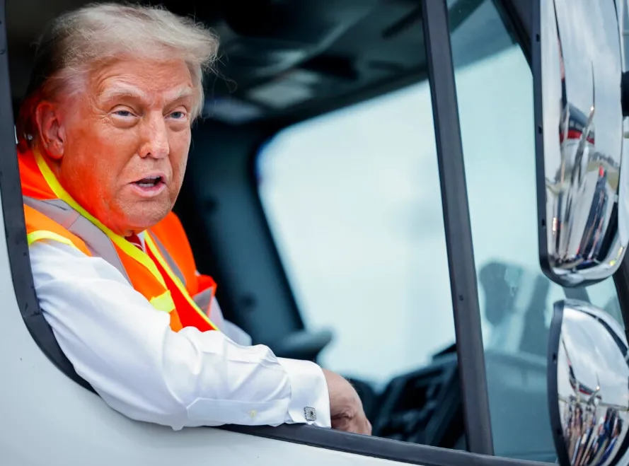 Trump driving garbage truck
