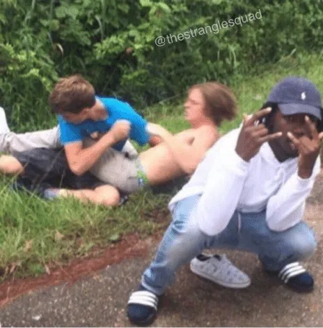 Two guys fighting 