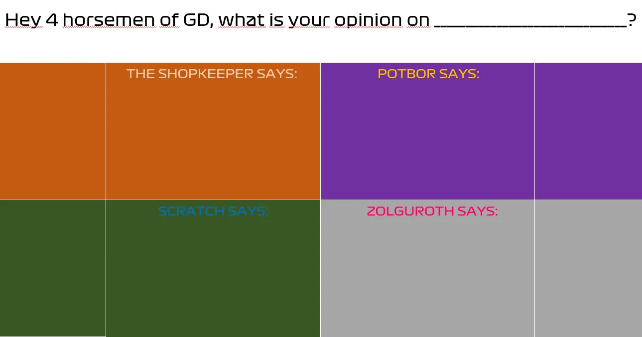 Views of the 4 shopkeepers of GD 