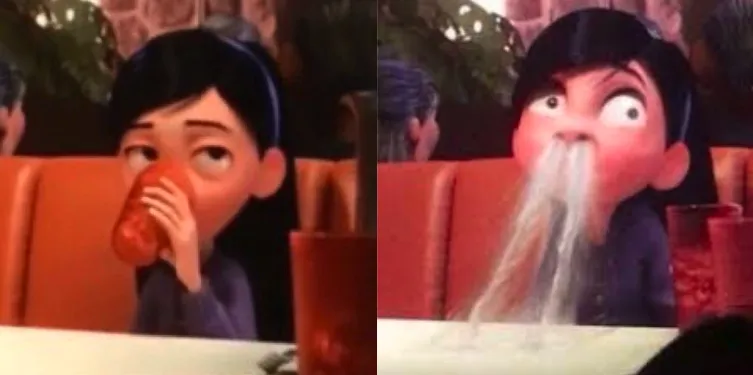 Violet from The Incredibles Spitting out Drink 