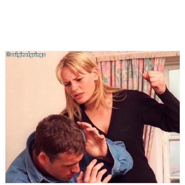 Woman hitting man 