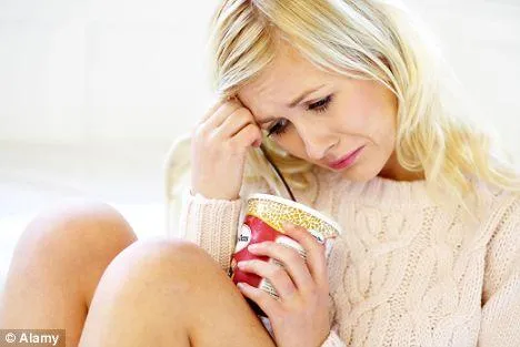 crying woman eating ice cream 