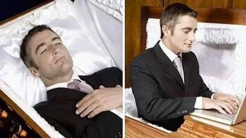 deceased man going on his computer 