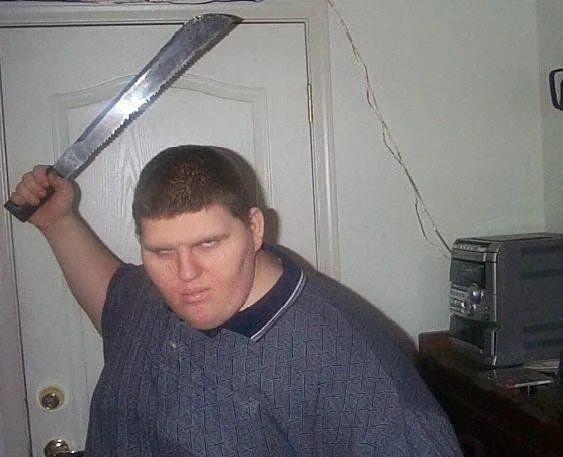 fat russian with knife 