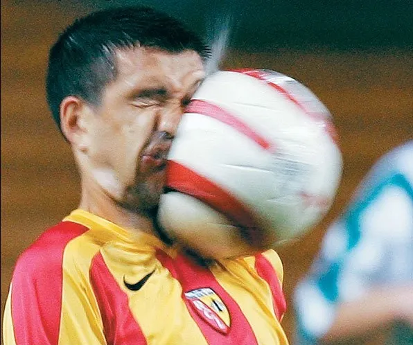 getting hit in the face by a soccer ball 