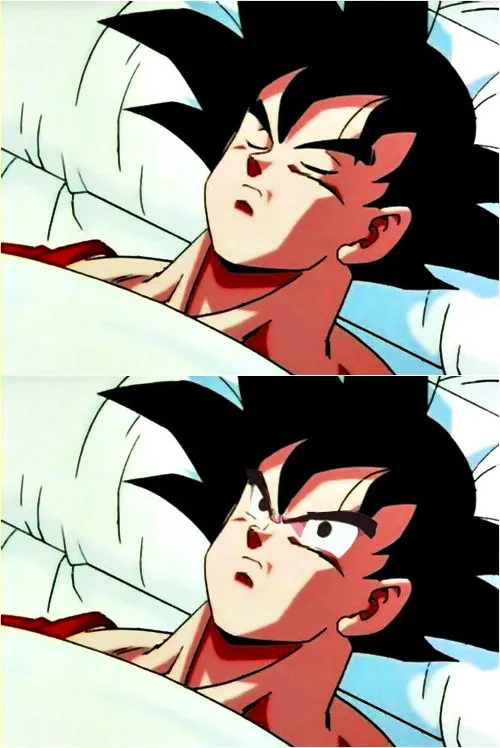 goku sleeping wake up 
