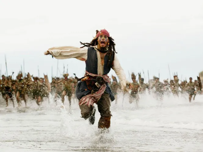 johnny depp pirates of caribbean running 
