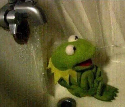 kermit crying terrified in shower 