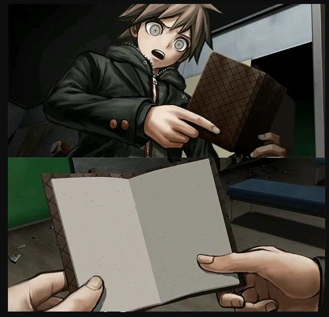 makoto naegi opening kirigiri's notebook danganronpa template 
