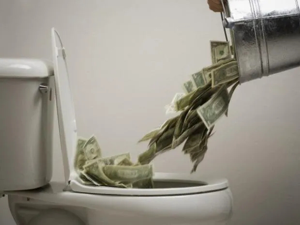 money down toilet 