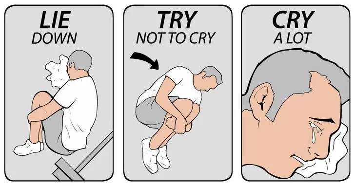 sit down, try not to cry, cry alot. 