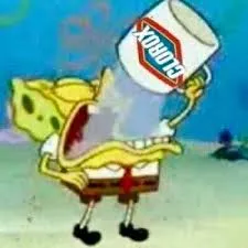 spongebob chugs bleach 