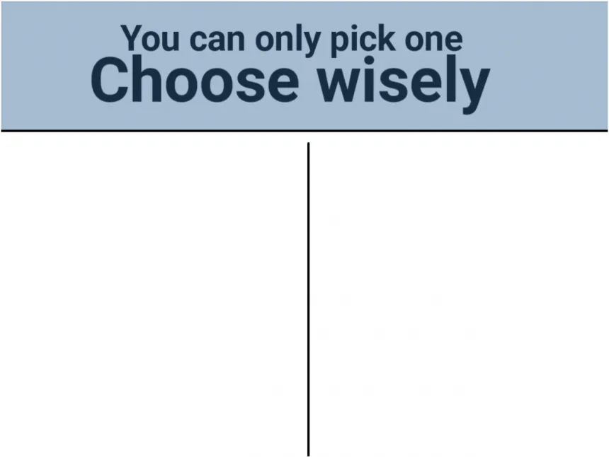 you can pick only one choose wisely 